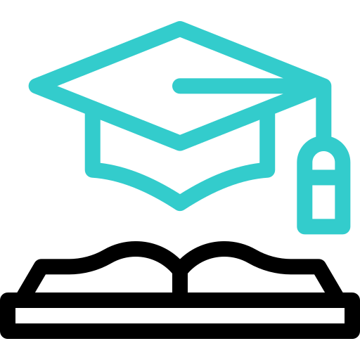 Icona di un cappello da diploma e un libro