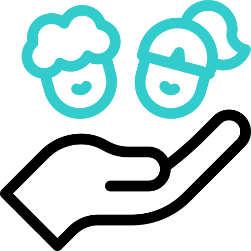 Icona di una mano con bambini