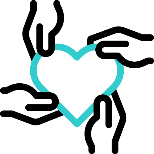 Icona di un cuore tenuto da delle mani